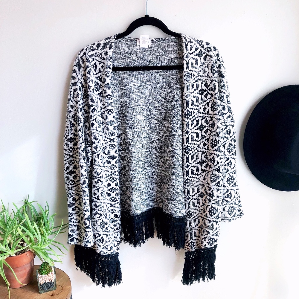 Kimono Sweater with fringe - Contempo Casuals